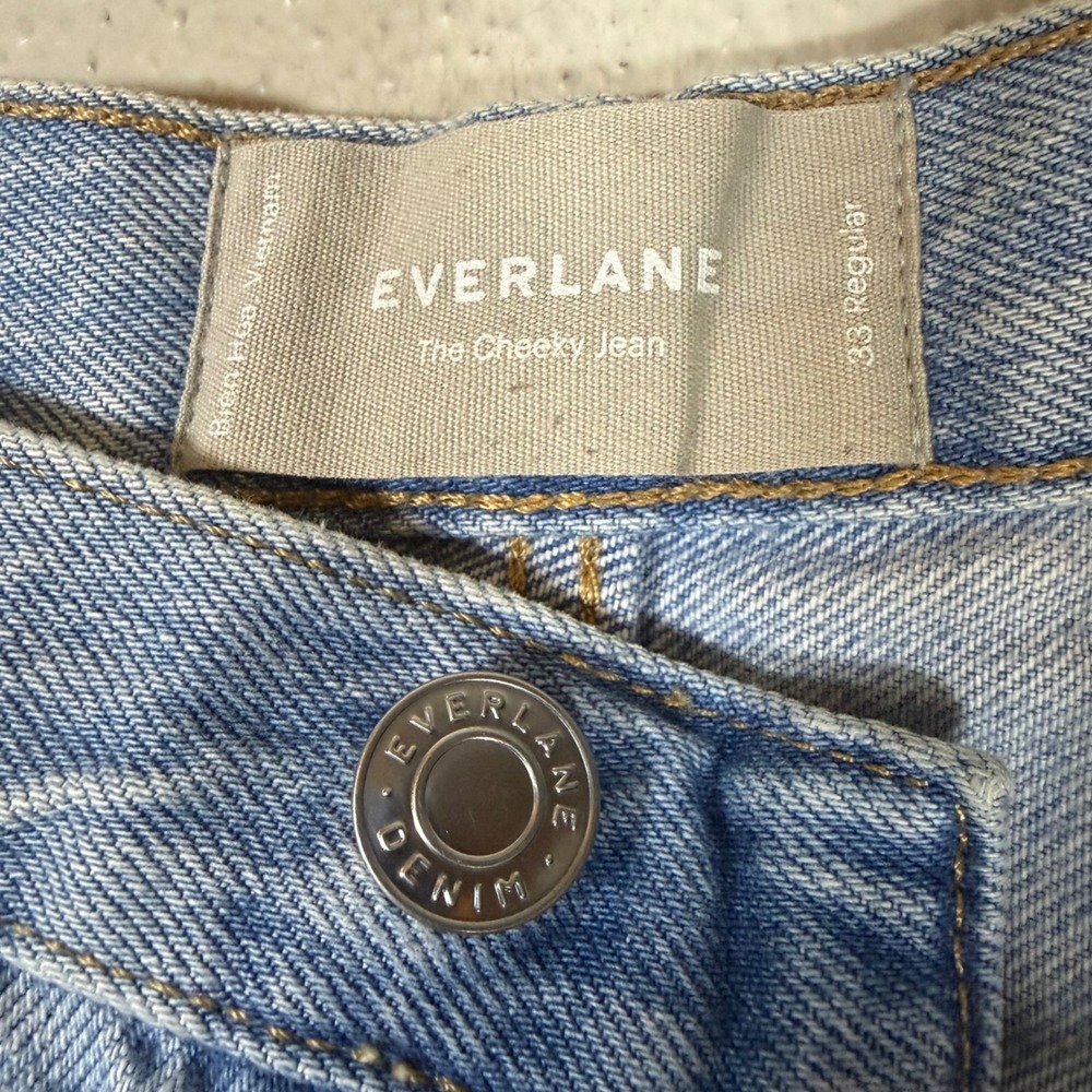 Everlane The Cheeky Jean Light Wash Blue High Rise Straight Leg Denim Size 33 R - Picture 6 of 12